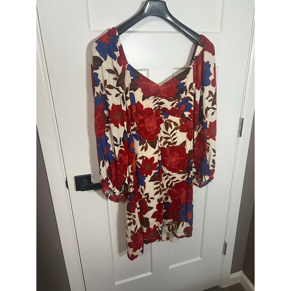 NEW! Maurices Plus Size Floral Sweetheart‎ Babydoll Mini Dress Sz 1X Long Sleeve - Picture 3 of 8